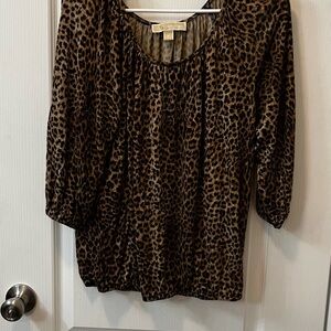 Michael Kors Leopard Balloon Sleeve Top M